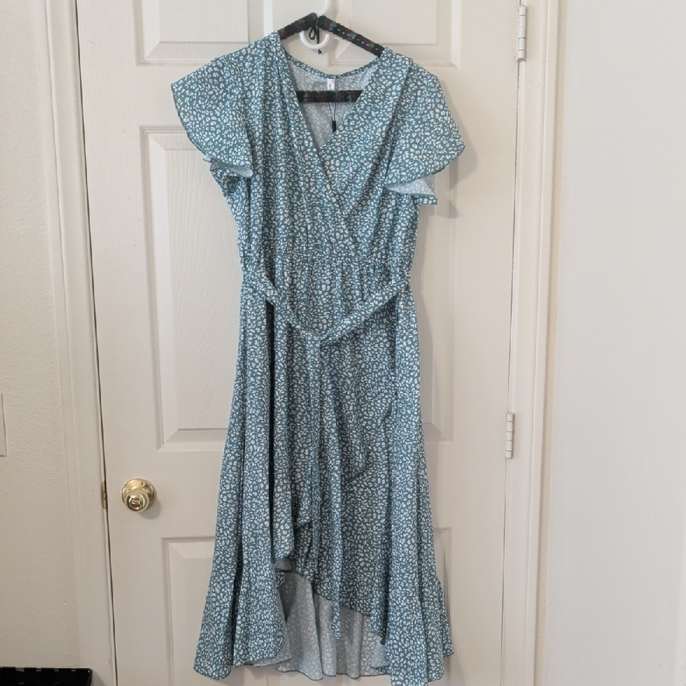 Green Floral Wrap Maxi Dress - Women's